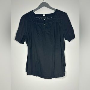 Old Navy Shortsleeve Black Square Neck Top Size L